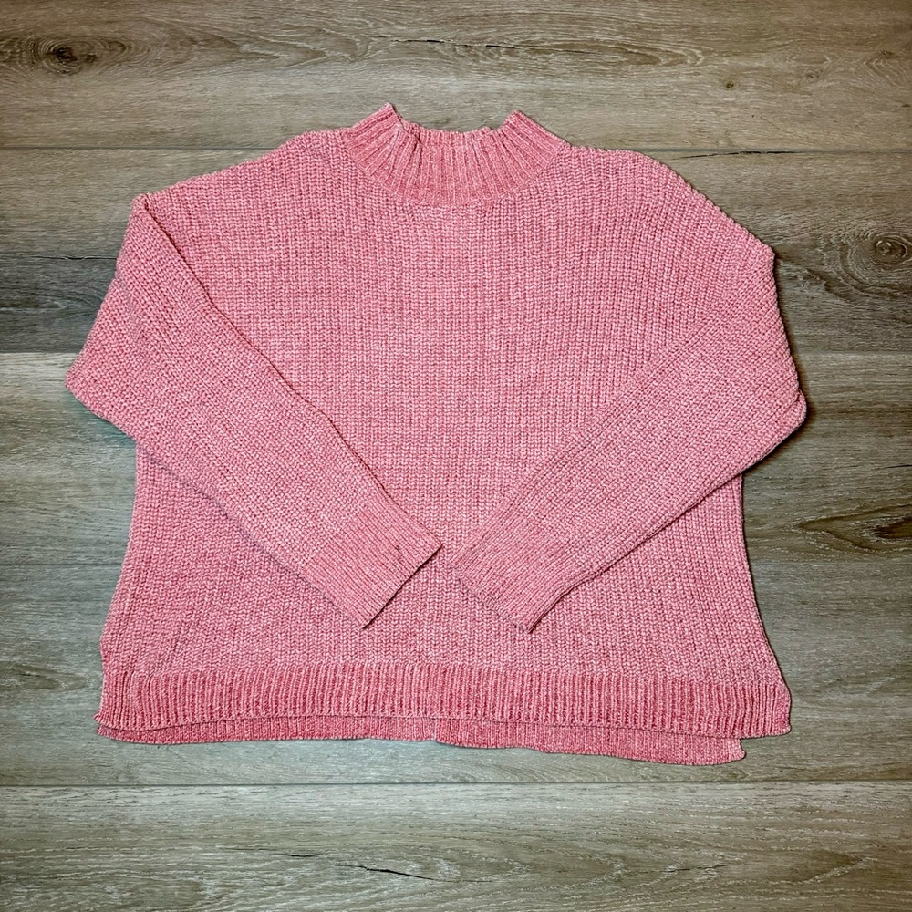Cozy Pink Knit Mock Neck Sweater Women’s Size XXXL Soft/Warm for Fall or Winter